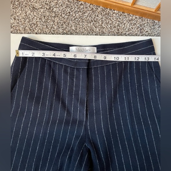 Max Mara Blue Wool Pinstripe Pants Size 2 - Picture 8 of 13